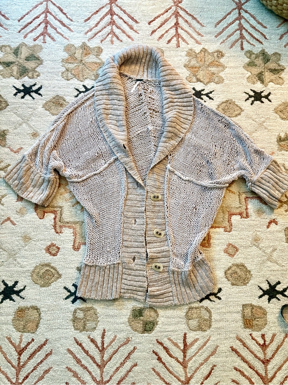 Free People 2fer1 Blue tone  and taupe Cocoon Sweater size XS